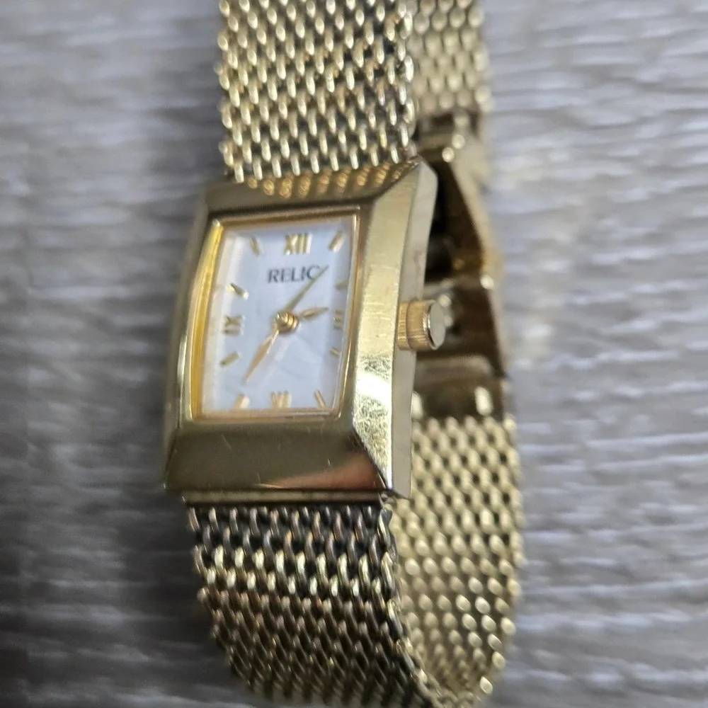 Relic Gold Tone ZR33648 Mesh Band Square Face Water Resistant Women's Watch